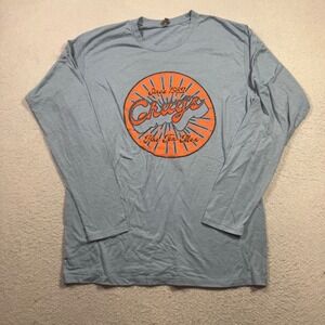 Chuy's Tex-Mex Long Sleeve T-Shirt Mens L Blue Graphic Tee Foodie Cmfy Souvenir